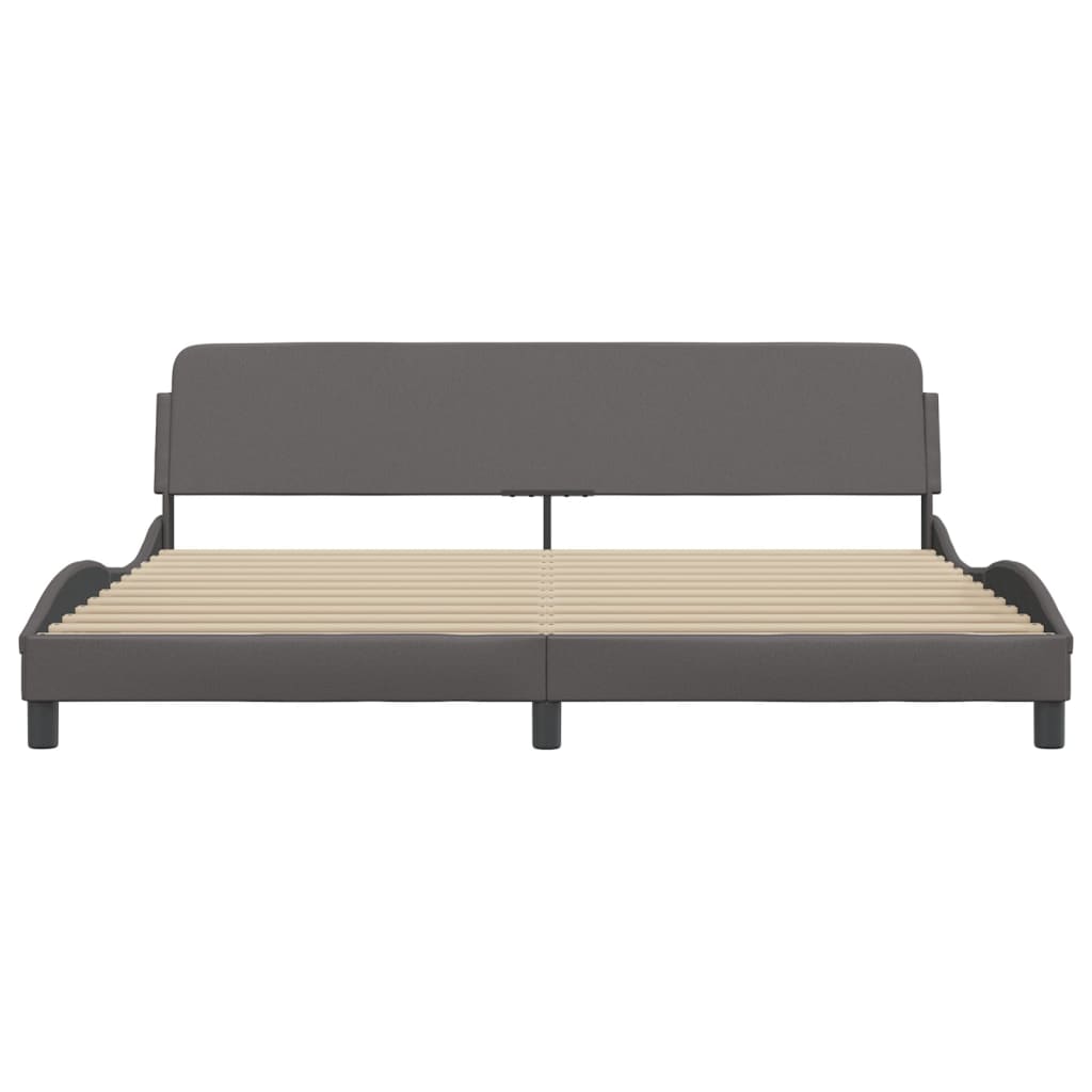 Bedframe Met Hoofdbord Kunstleer Grijs 200X200 Cm