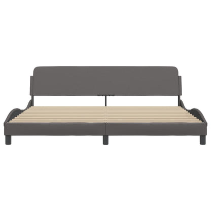 Bedframe Met Hoofdbord Kunstleer Grijs 200X200 Cm
