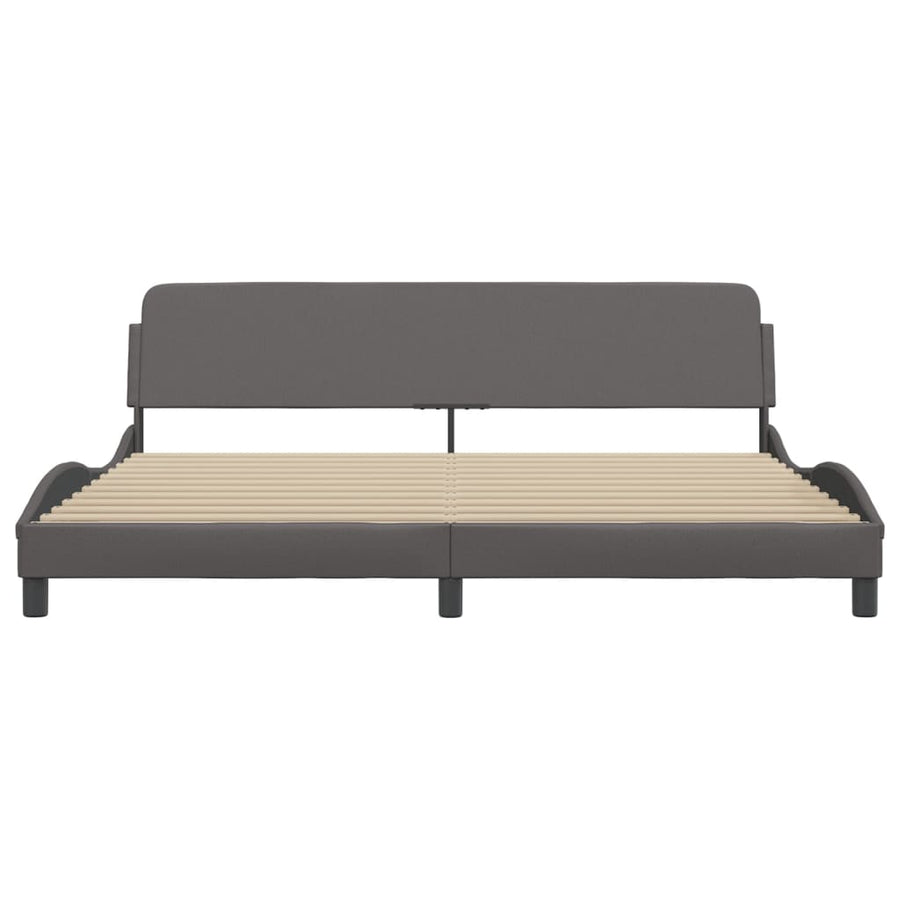 Bedframe Met Hoofdbord Kunstleer Grijs 200X200 Cm