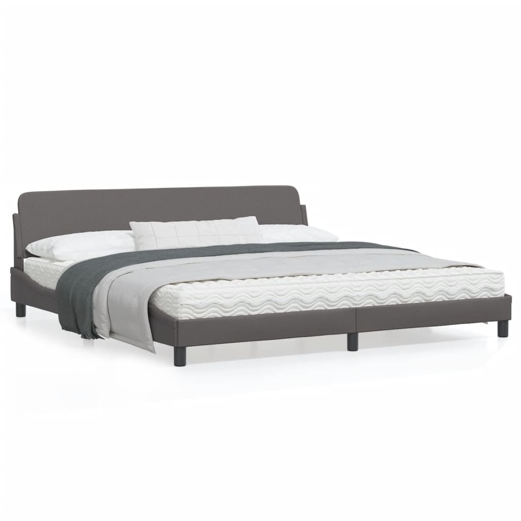 Bedframe Met Hoofdbord Kunstleer Grijs 200X200 Cm