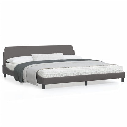 Bedframe Met Hoofdbord Kunstleer Grijs 200X200 Cm