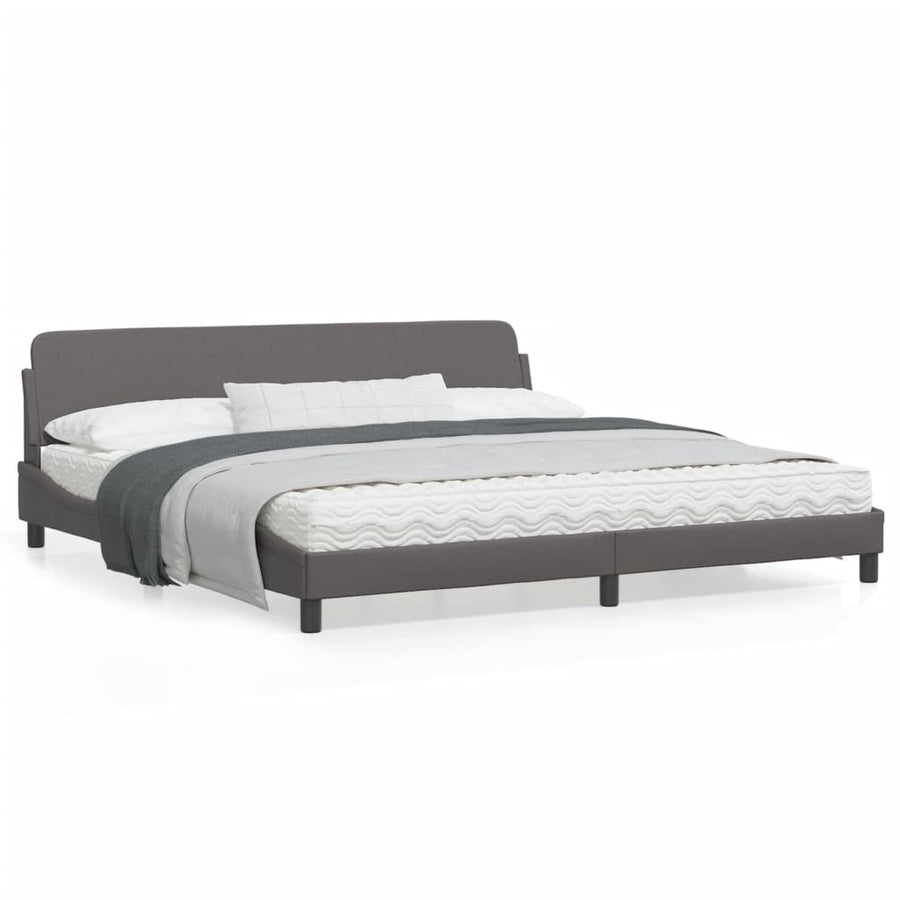 Bedframe Met Hoofdbord Kunstleer Grijs 200X200 Cm