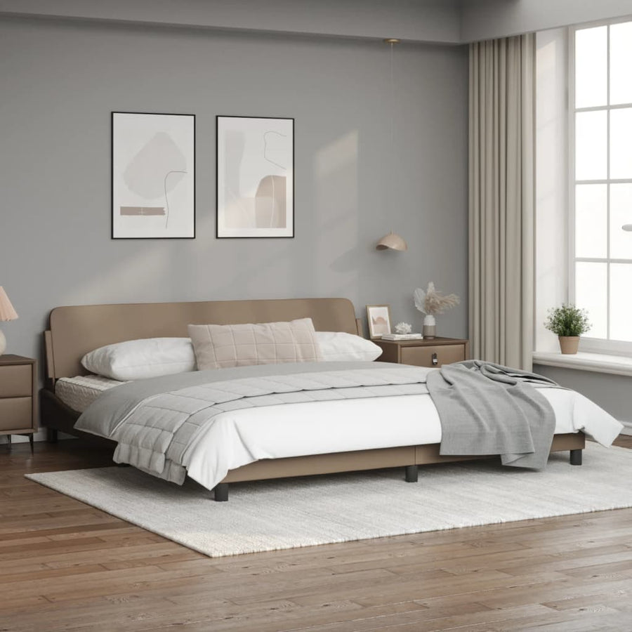 Bedframe Met Hoofdbord Kunstleer Cappuccinokleurig 200X200 Cm