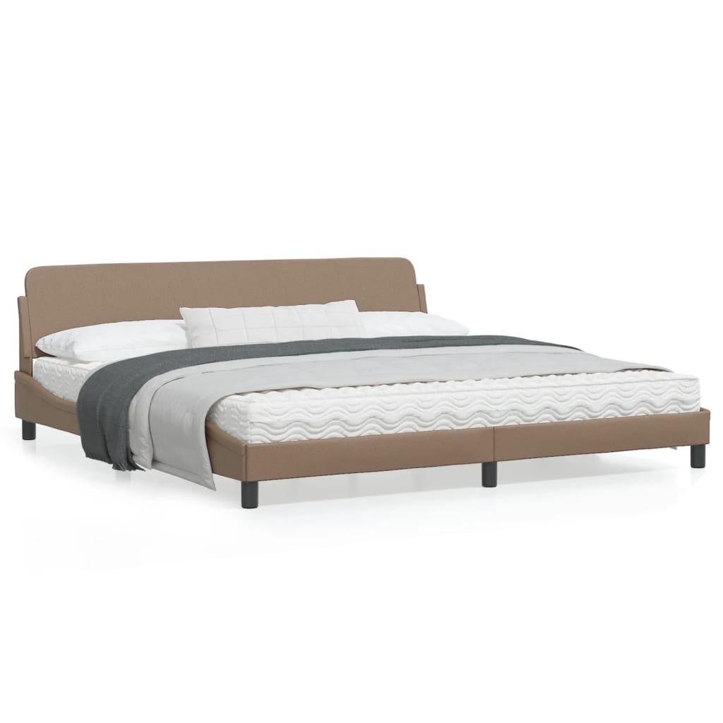 Bedframe Met Hoofdbord Kunstleer Cappuccinokleurig 200X200 Cm