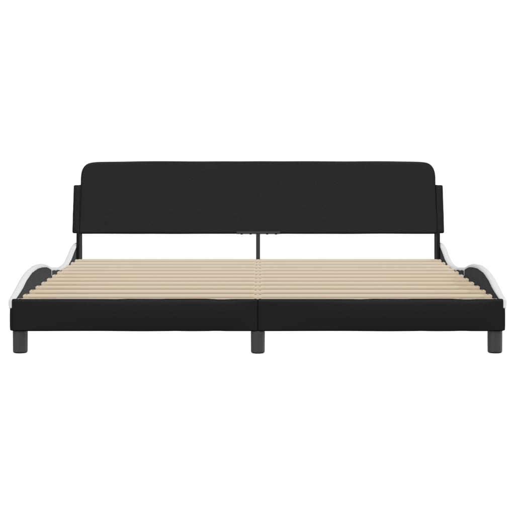 Bedframe Met Hoofdbord Kunstleer Zwart En Wit 200X200 Cm