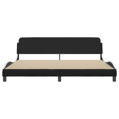 Bedframe Met Hoofdbord Kunstleer Zwart En Wit 200X200 Cm