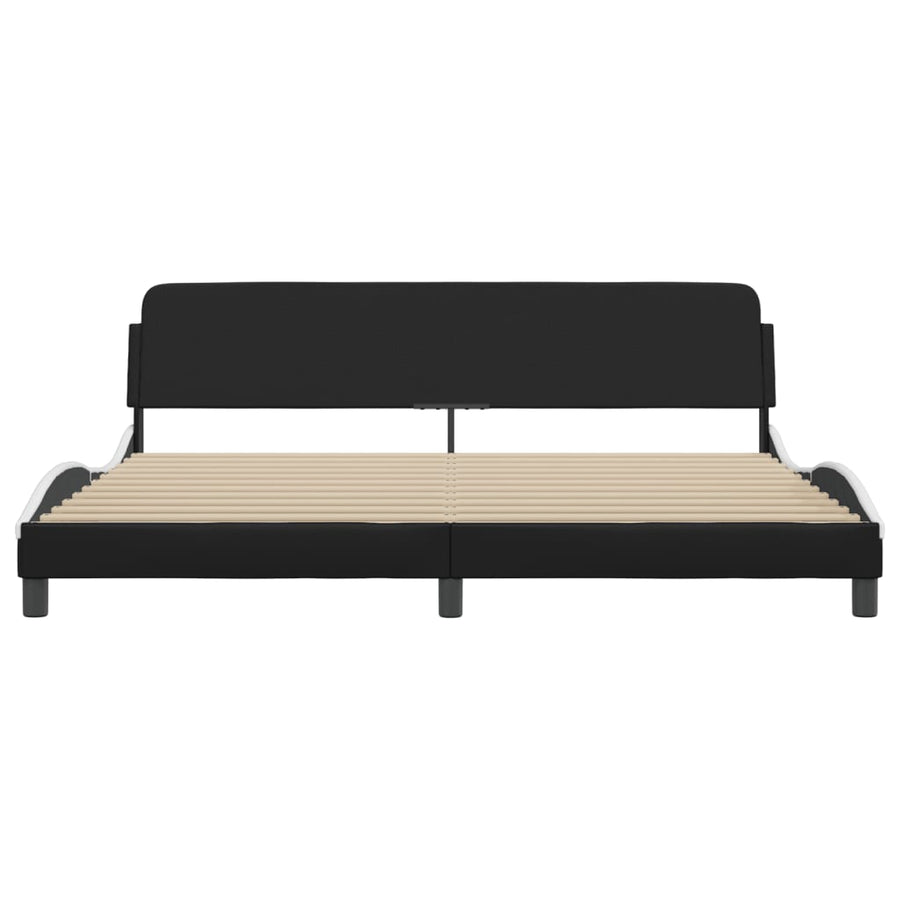 Bedframe Met Hoofdbord Kunstleer Zwart En Wit 200X200 Cm