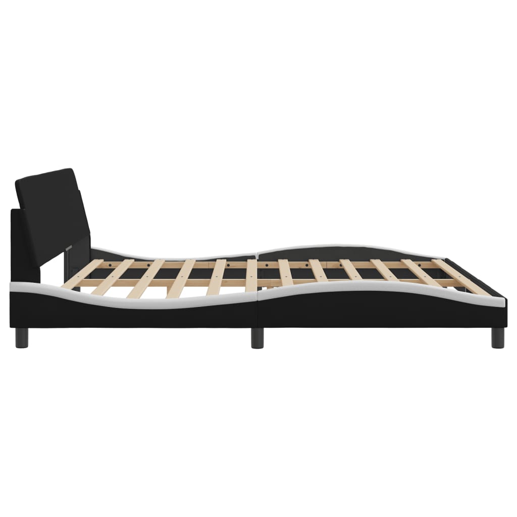 Bedframe Met Hoofdbord Kunstleer Zwart En Wit 200X200 Cm