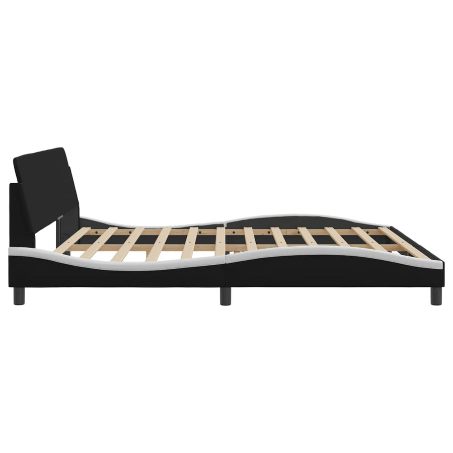 Bedframe Met Hoofdbord Kunstleer Zwart En Wit 200X200 Cm