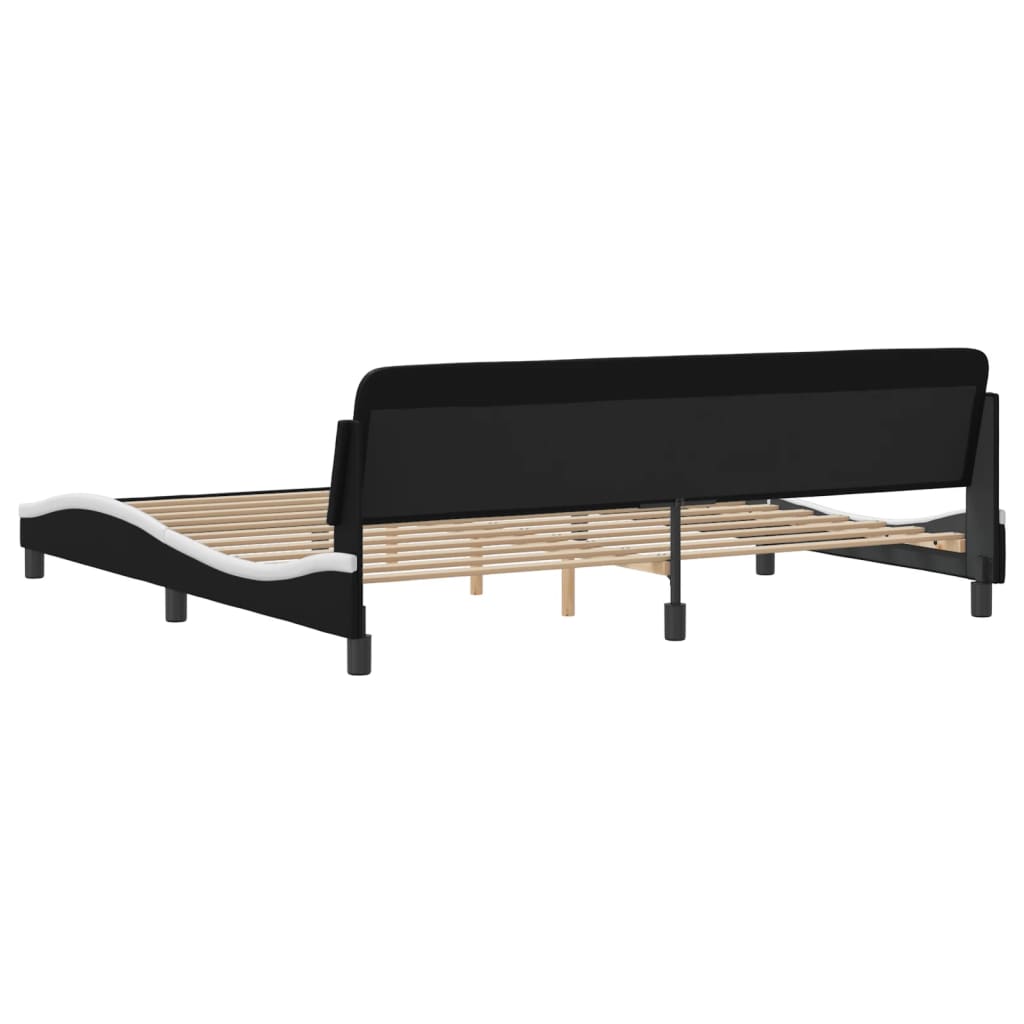 Bedframe Met Hoofdbord Kunstleer Zwart En Wit 200X200 Cm