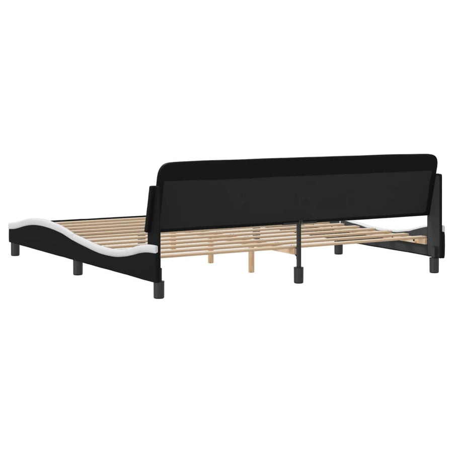 Bedframe Met Hoofdbord Kunstleer Zwart En Wit 200X200 Cm