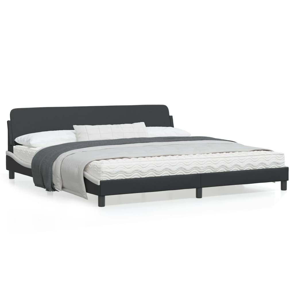 Bedframe Met Hoofdbord Kunstleer Zwart En Wit 200X200 Cm