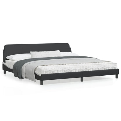 Bedframe Met Hoofdbord Kunstleer Zwart En Wit 200X200 Cm
