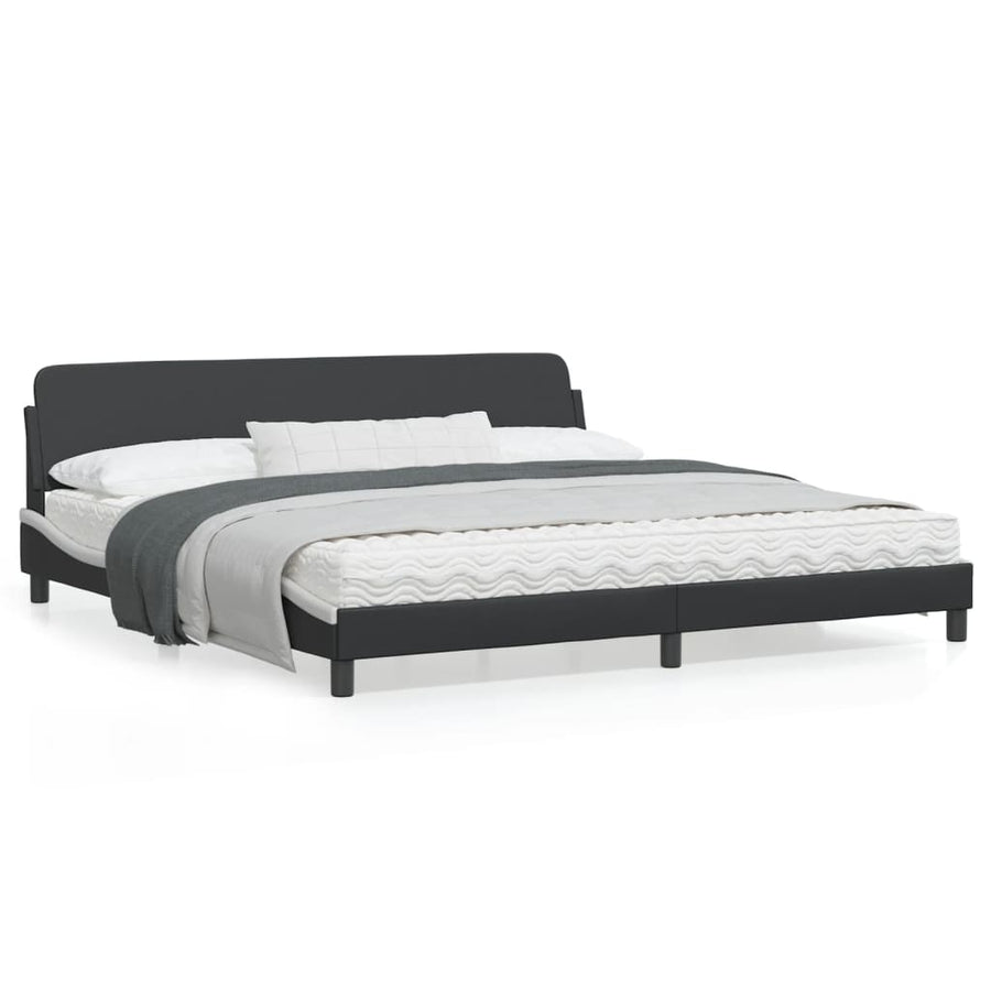 Bedframe Met Hoofdbord Kunstleer Zwart En Wit 200X200 Cm