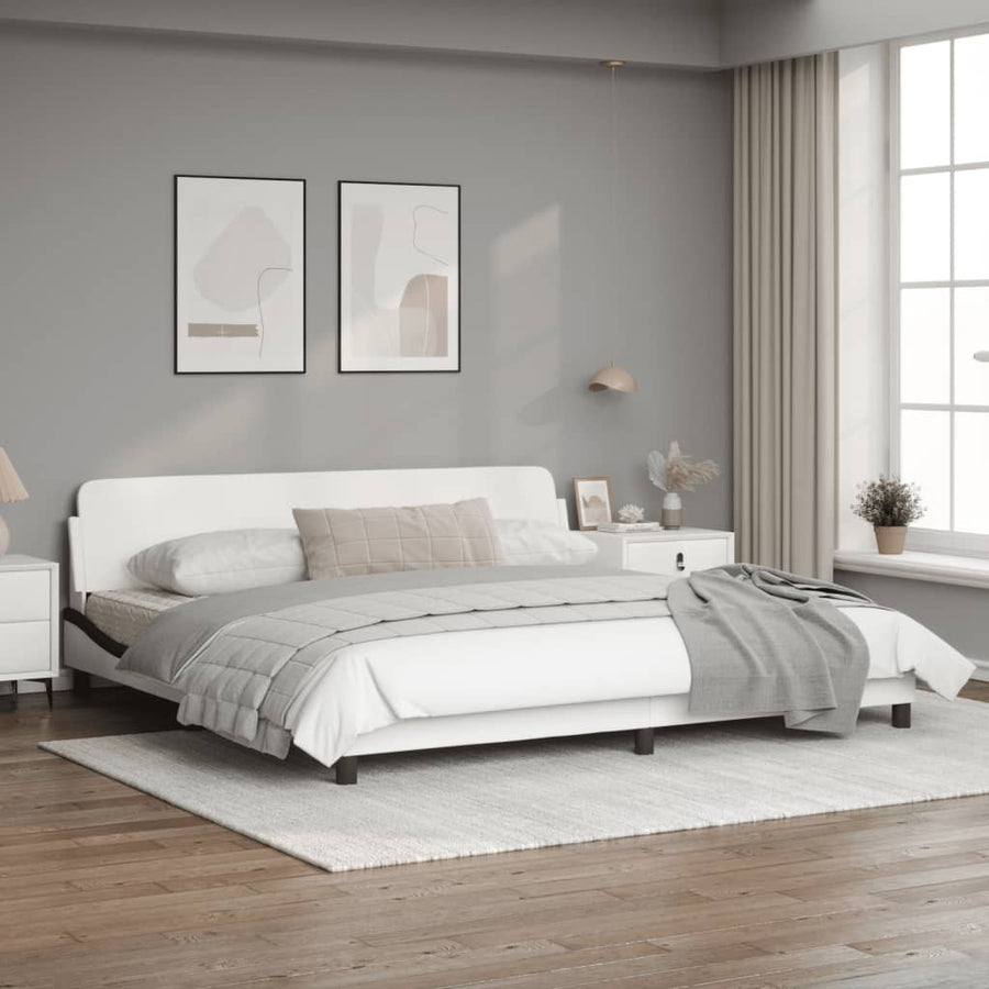 Bedframe Met Hoofdbord Kunstleer Wit En Zwart 200X200 Cm
