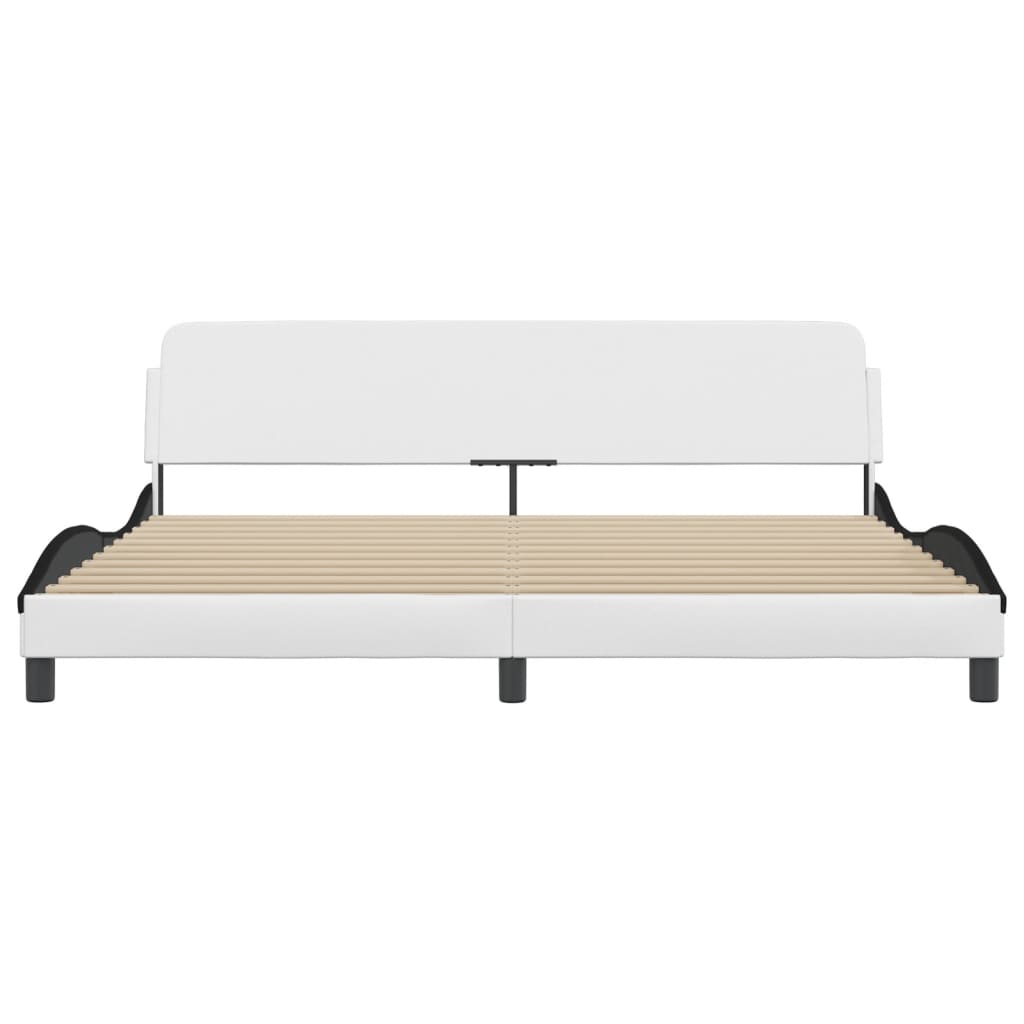 Bedframe Met Hoofdbord Kunstleer Wit En Zwart 200X200 Cm