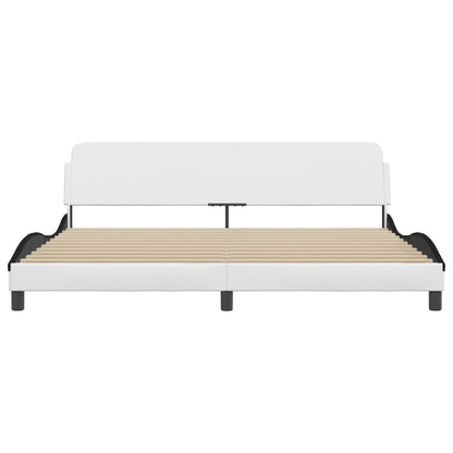 Bedframe Met Hoofdbord Kunstleer Wit En Zwart 200X200 Cm