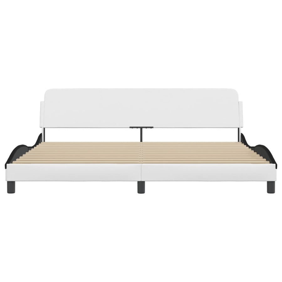 Bedframe Met Hoofdbord Kunstleer Wit En Zwart 200X200 Cm