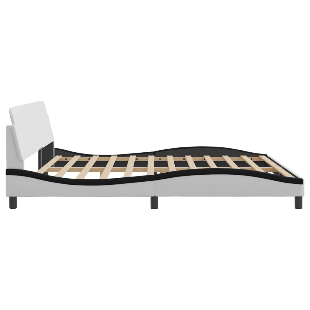 Bedframe Met Hoofdbord Kunstleer Wit En Zwart 200X200 Cm