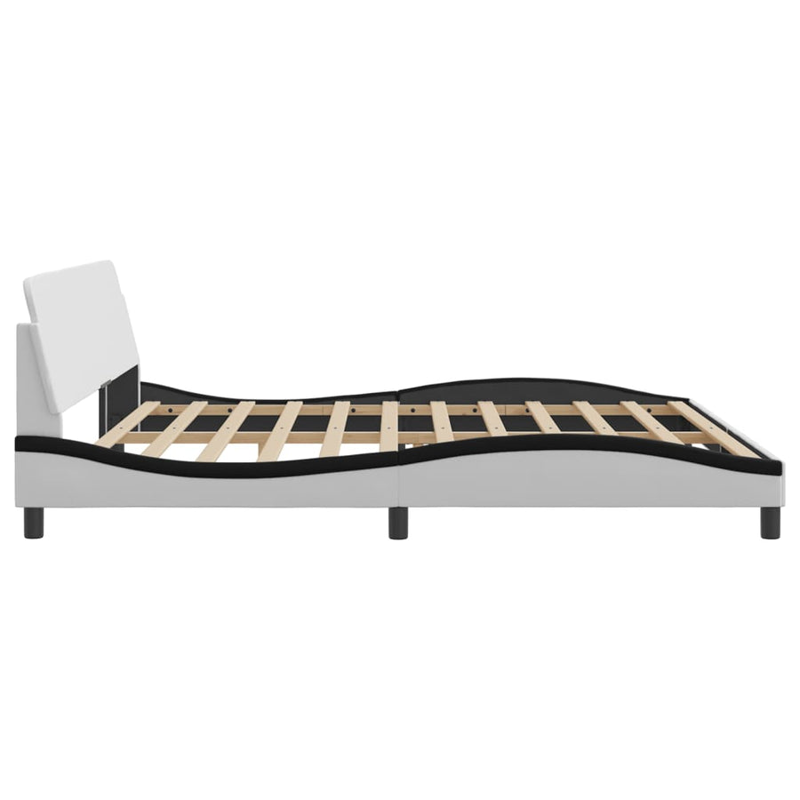 Bedframe Met Hoofdbord Kunstleer Wit En Zwart 200X200 Cm