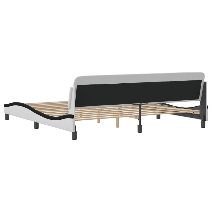 Bedframe Met Hoofdbord Kunstleer Wit En Zwart 200X200 Cm