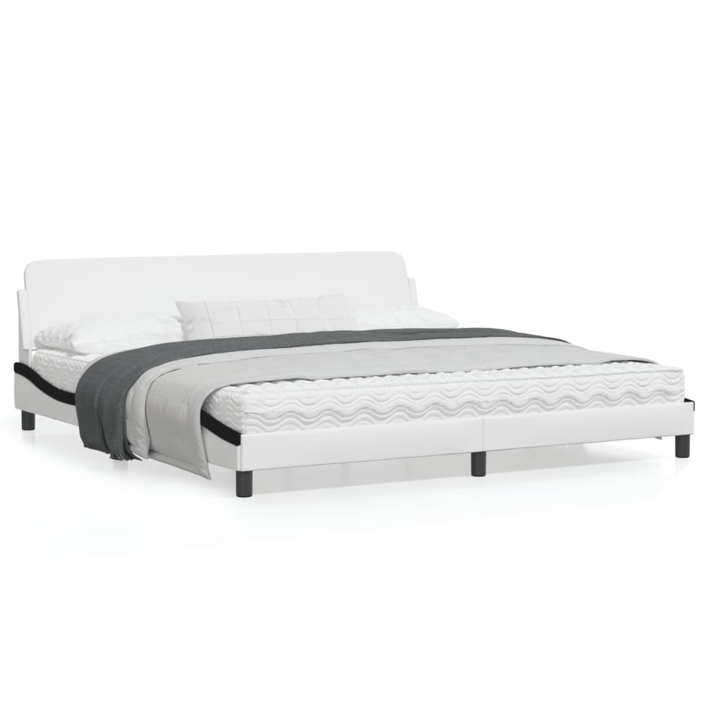 Bedframe Met Hoofdbord Kunstleer Wit En Zwart 200X200 Cm