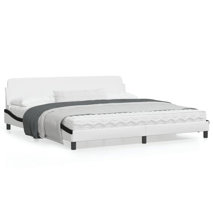 Bedframe Met Hoofdbord Kunstleer Wit En Zwart 200X200 Cm