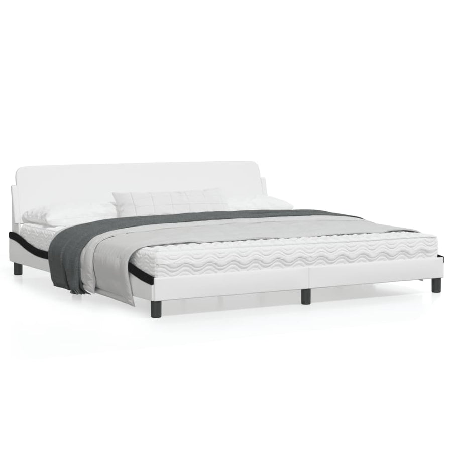 Bedframe Met Hoofdbord Kunstleer Wit En Zwart 200X200 Cm