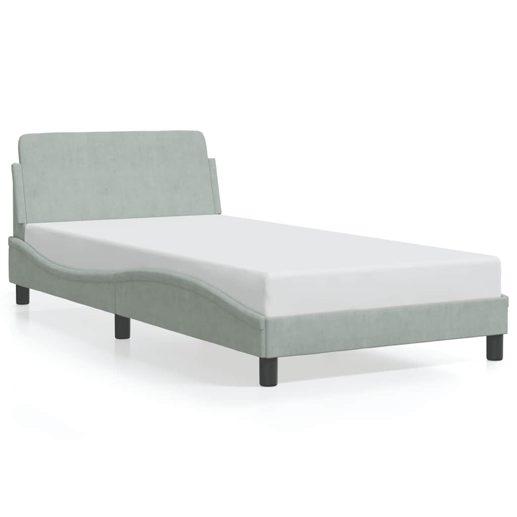 Bedframe "Dover" fluweel lichtgrijs 100x190 cm