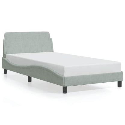 Bedframe "Dover" fluweel lichtgrijs 100x190 cm
