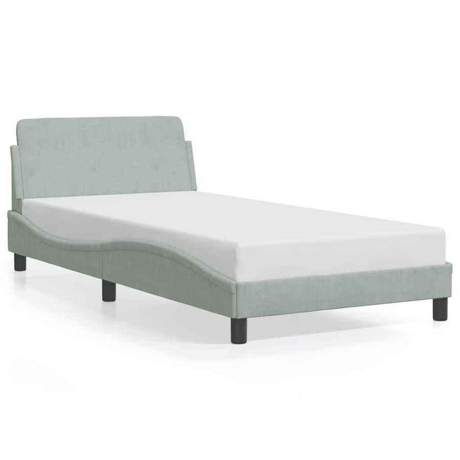 Bedframe "Dover" fluweel lichtgrijs 100x190 cm