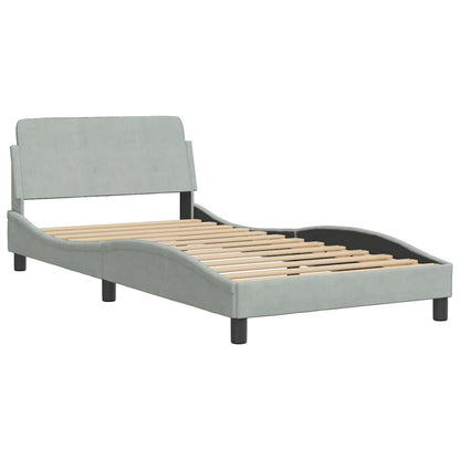 Bedframe "Dover" fluweel lichtgrijs 100x190 cm