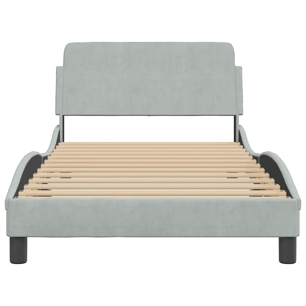 Bedframe "Dover" fluweel lichtgrijs 100x190 cm