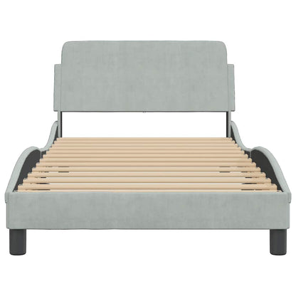 Bedframe "Dover" fluweel lichtgrijs 100x190 cm