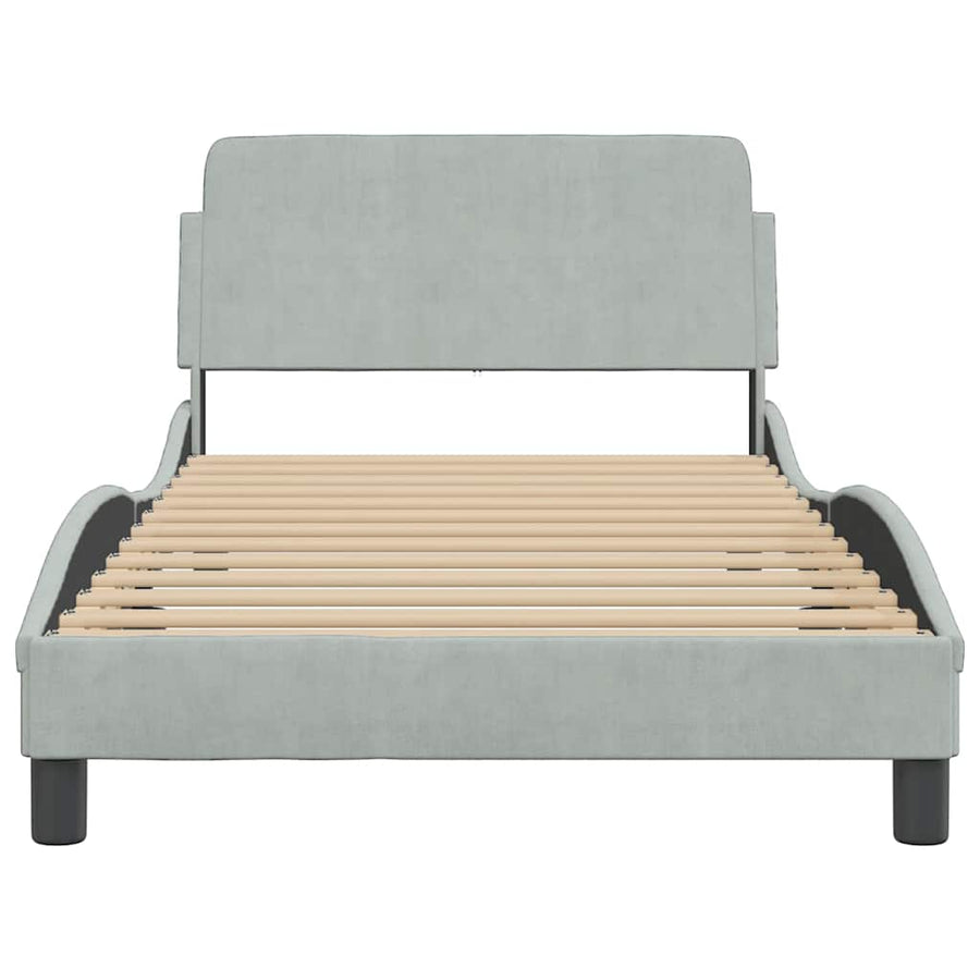 Bedframe "Dover" fluweel lichtgrijs 100x190 cm