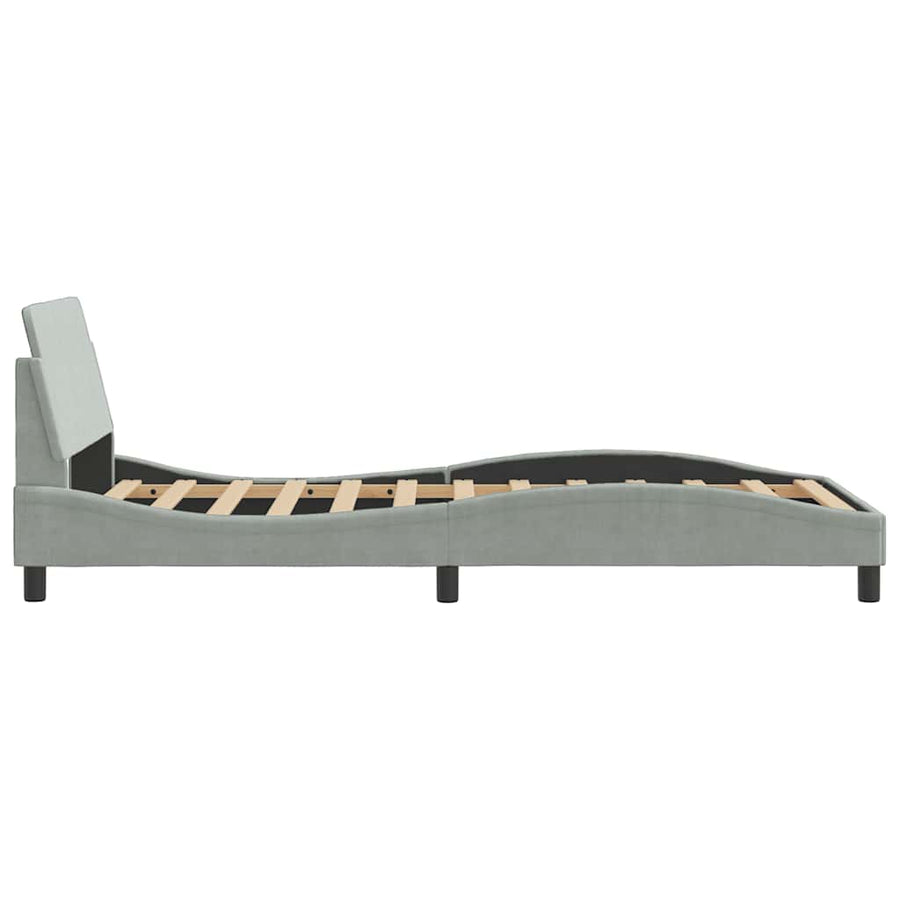 Bedframe "Dover" fluweel lichtgrijs 100x190 cm