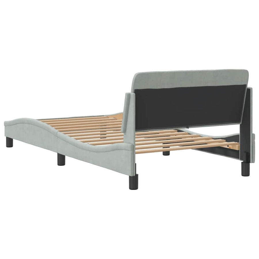 Bedframe "Dover" fluweel lichtgrijs 100x190 cm