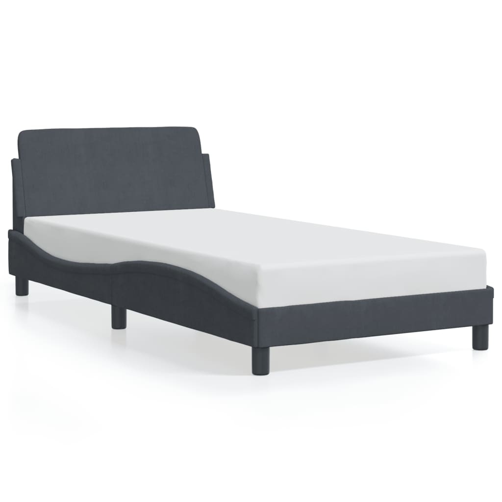Bedframe "Dover" fluweel donkergrijs 100x190 cm