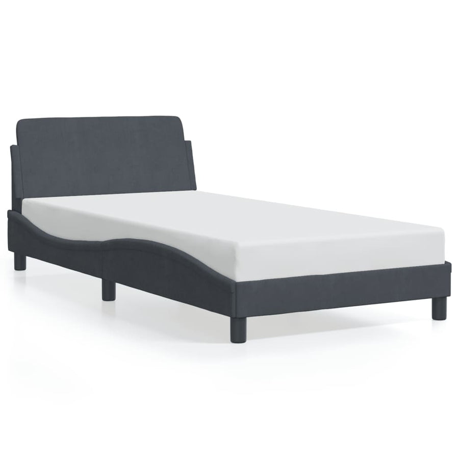 Bedframe "Dover" fluweel donkergrijs 100x190 cm