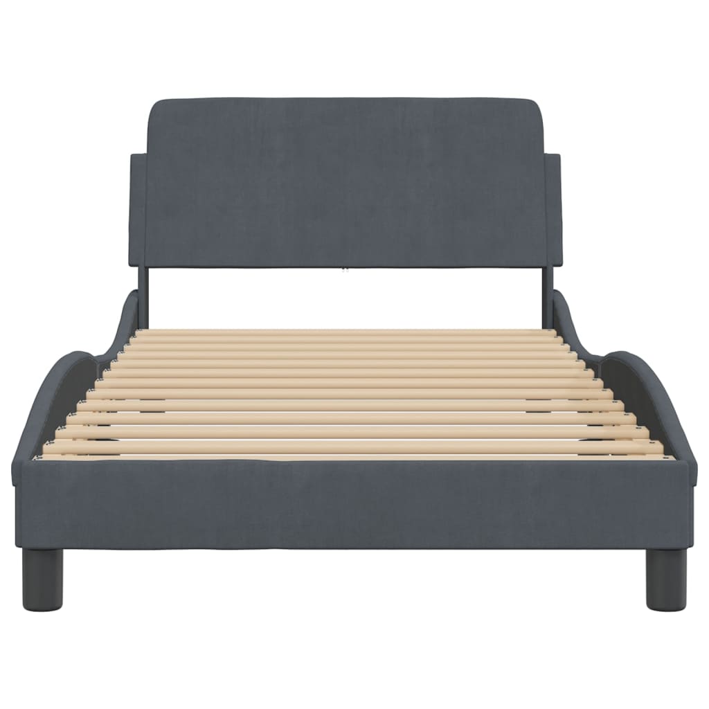 Bedframe "Dover" fluweel donkergrijs 100x190 cm