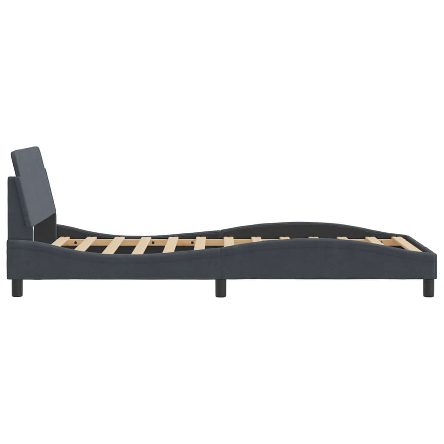 Bedframe "Dover" fluweel donkergrijs 100x190 cm