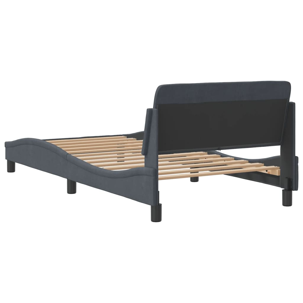 Bedframe "Dover" fluweel donkergrijs 100x190 cm