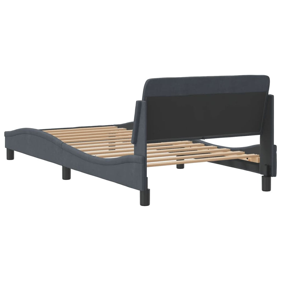 Bedframe "Dover" fluweel donkergrijs 100x190 cm