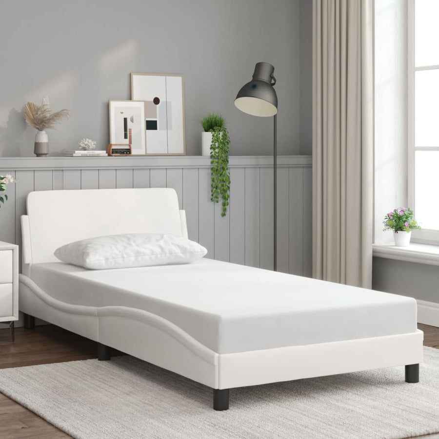Bedframe "Dover" kunstleer wit 100x190 cm