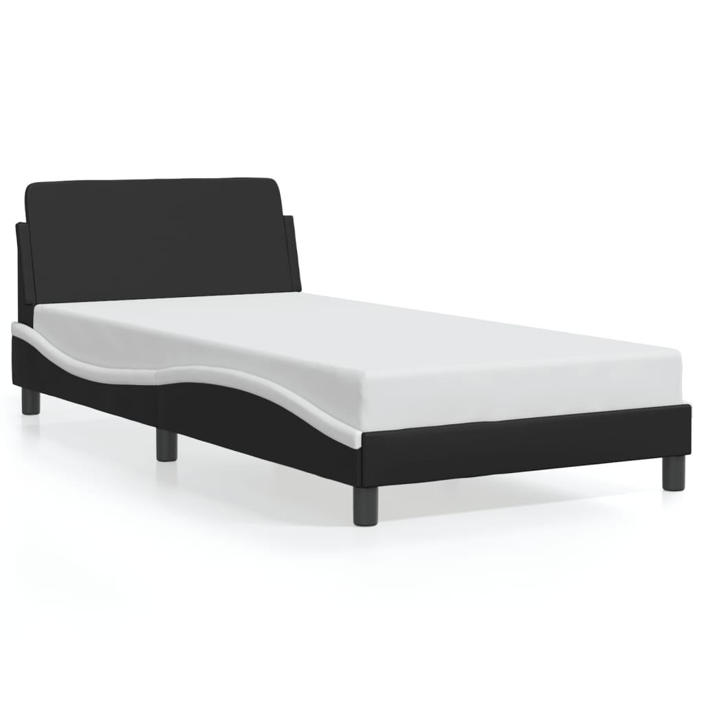 Bedframe "Dover" kunstleer zwart en wit 100x190 cm