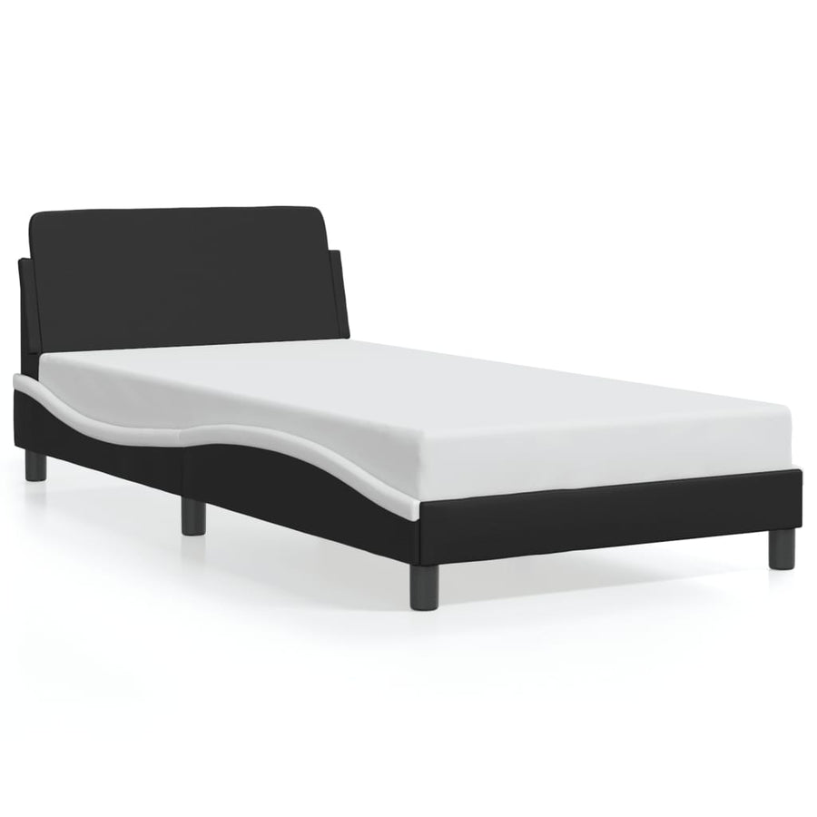 Bedframe "Dover" kunstleer zwart en wit 100x190 cm