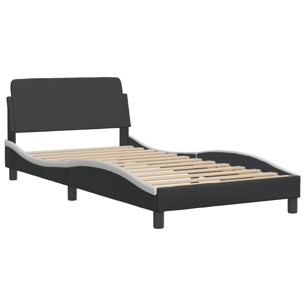 Bedframe "Dover" kunstleer zwart en wit 100x190 cm