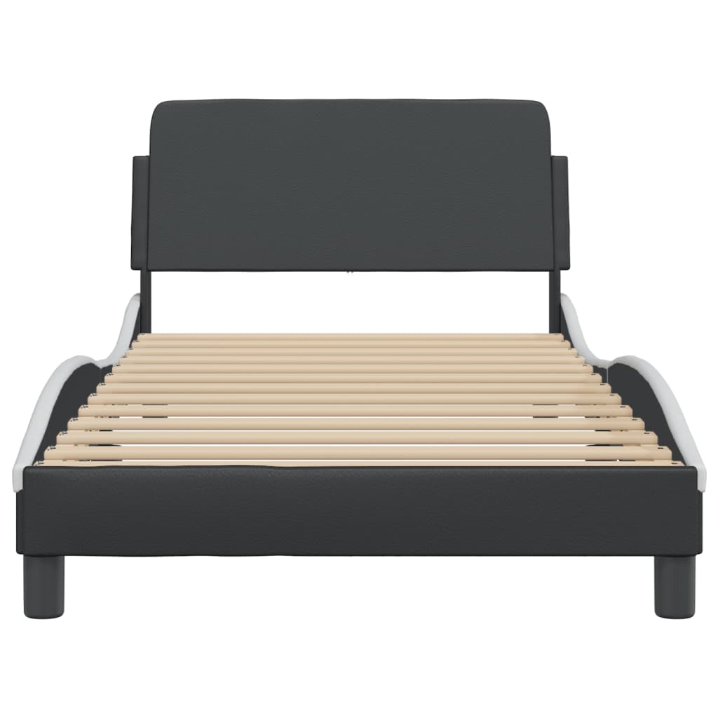 Bedframe "Dover" kunstleer zwart en wit 100x190 cm