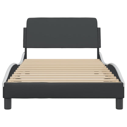 Bedframe "Dover" kunstleer zwart en wit 100x190 cm