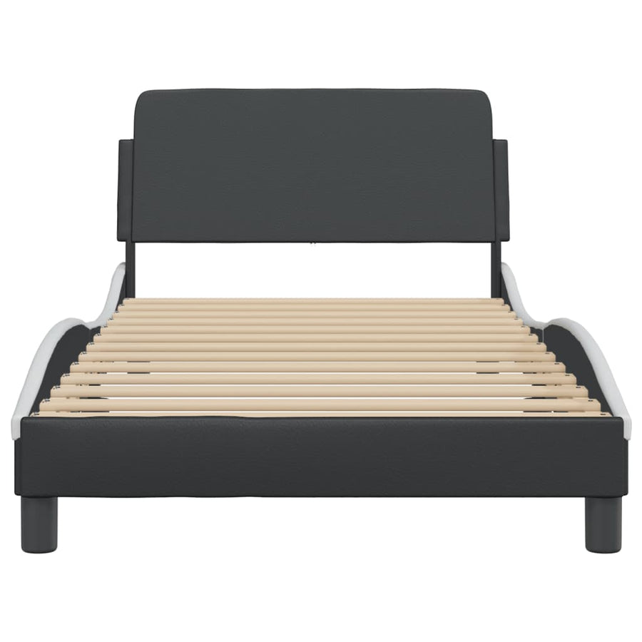 Bedframe "Dover" kunstleer zwart en wit 100x190 cm